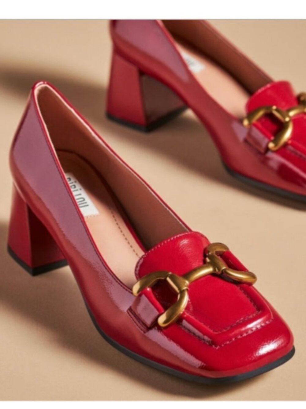 Bibi Lou Anthropologie Valencia Heel Patent Leather Red